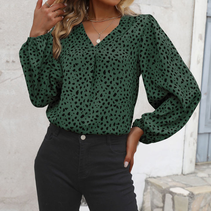 Damen Elegante V-Ausschnitt Bluse mit Puffärmeln Echo Archiv