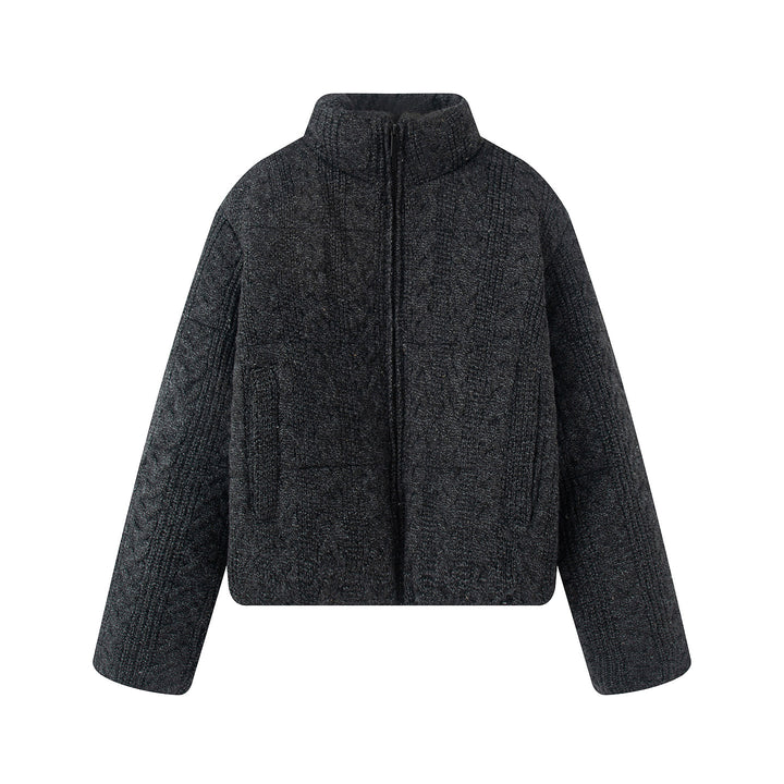 Damen nan gesteppte Strickoptik-Steppjacke mit Zopfmuster, Stehkragen und Eingrifftaschen Echo Archiv