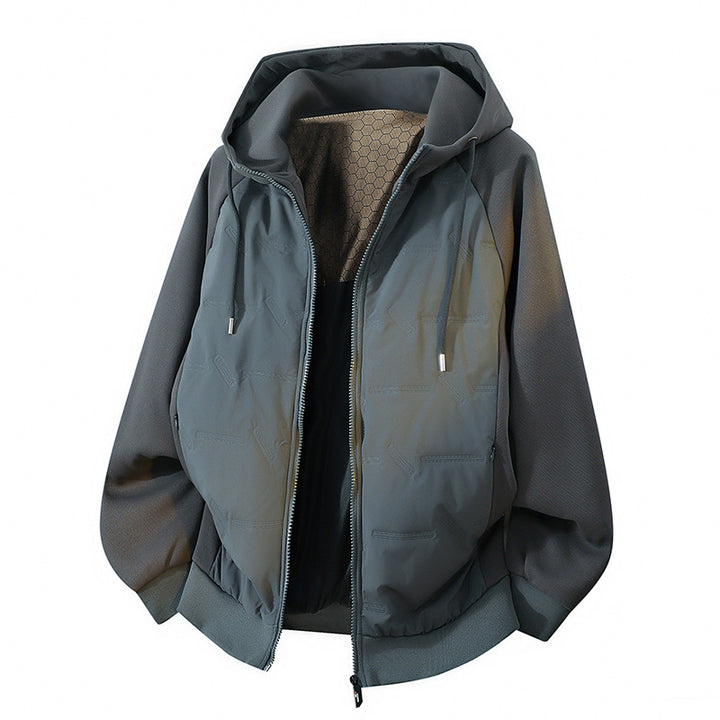 Leichte Herren-Hoodie-Jacke mit gestepptem Futter, verstellbarem Kapuzenzug und elastischem Taillenbund – Cavarno