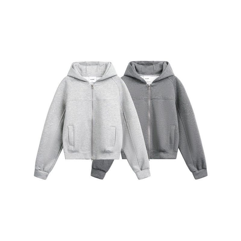 Unisex Kapuzen-Sweatjacke mit Zwei-Wege-Reißverschluss und Boxy-Schnitt Echoarchiv