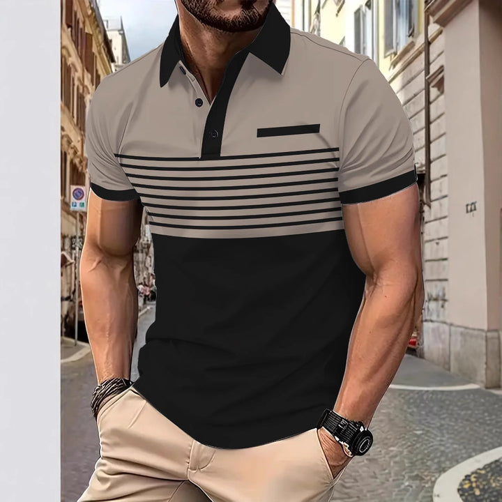 Herren Poloshirt mit modernem Streifendesign und stilvollen Akzenten Echoarchiv