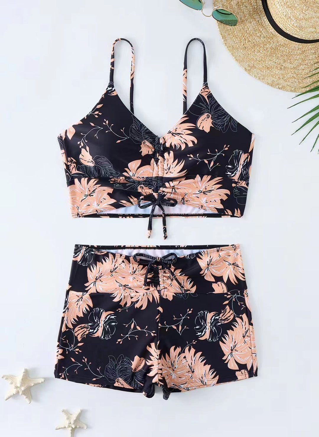 Damen Bikini mit floralem Rüschendesign und verstellbaren Trägern Echo Archiv