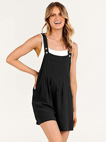 Echoarchiv | Jumpsuit-Shorts aus Baumwolle und Leinen mit weitem Bein