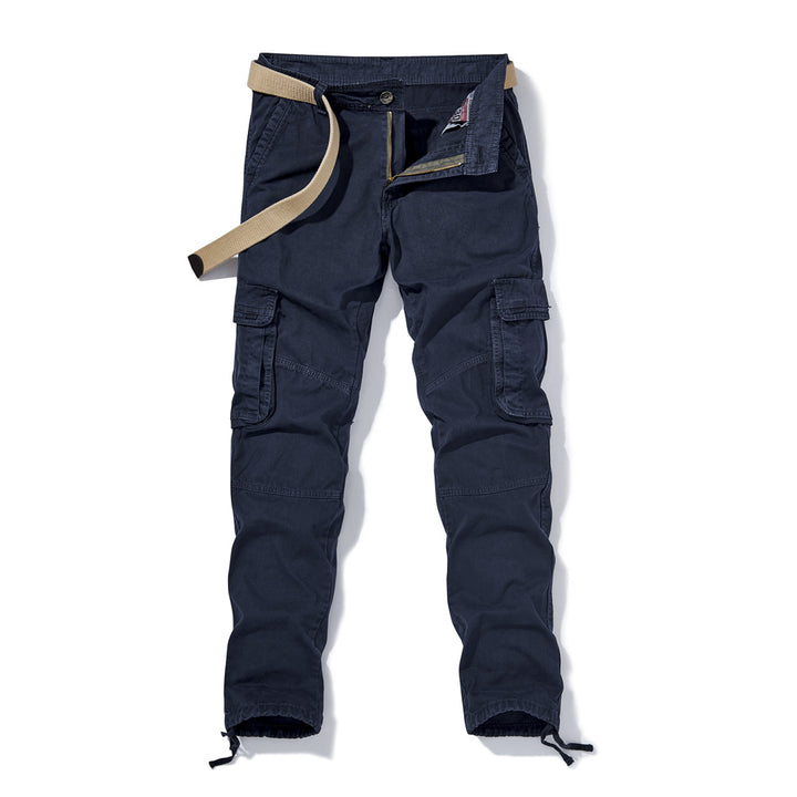 Herren Slim-Fit Cargohose mit verstärkten Kniepartien, Tunnelzugsäumen und Multifachtaschen – Bravaro