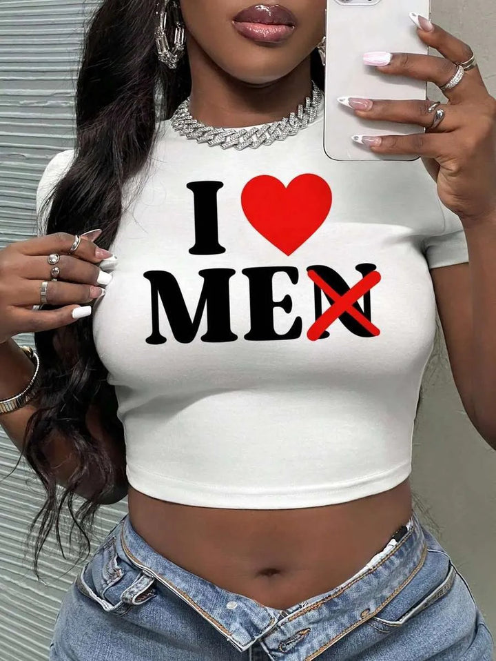 Damen Crop-Top mit künstlerischem Statement-Druck Echo Archiv
