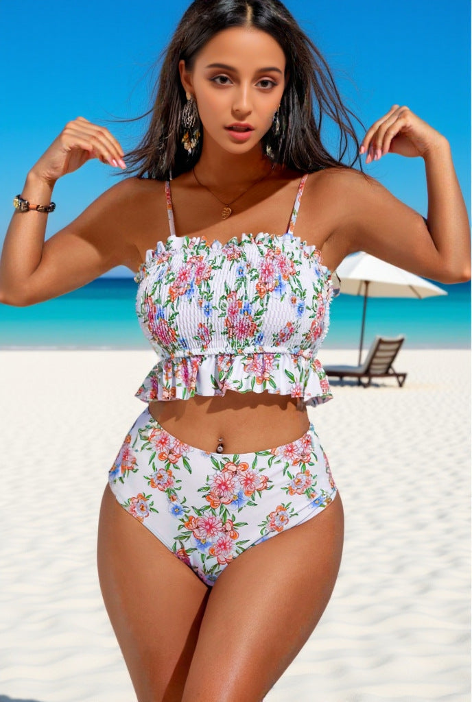 Damen Hochtailliertes Bikiniset mit Rüschen Echo Archiv