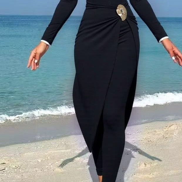 Damen modisches Wickelkleid mit elegantem Gürtel Echo Archiv