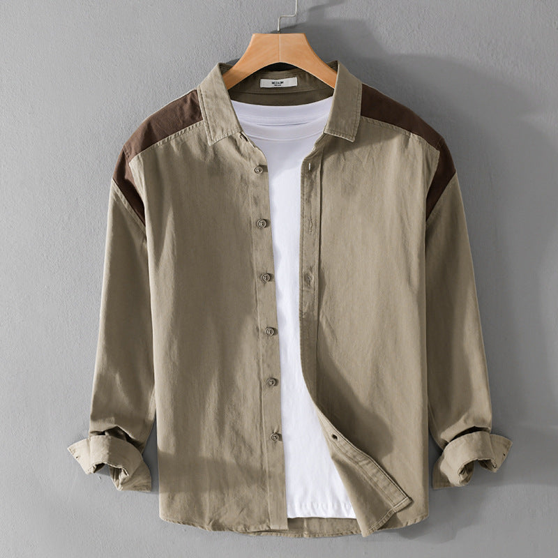 Herren Overshirt mit Kontrastpasse und lockerem Schnitt aus Baumwollmix Echoarchiv