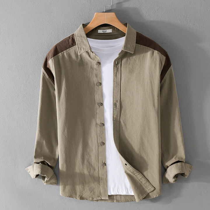 Herren Overshirt mit Kontrastpasse und lockerem Schnitt aus Baumwollmix Echoarchiv