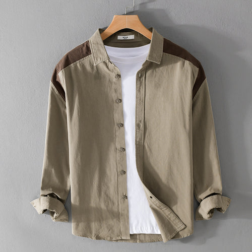 Herren Overshirt mit Kontrastpasse und lockerem Schnitt aus Baumwollmix Echoarchiv