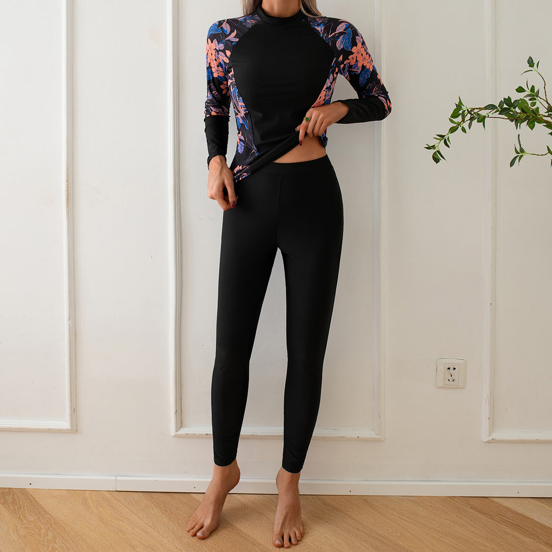 Damen Langarm Rashguard mit floralem Design Echo Archiv