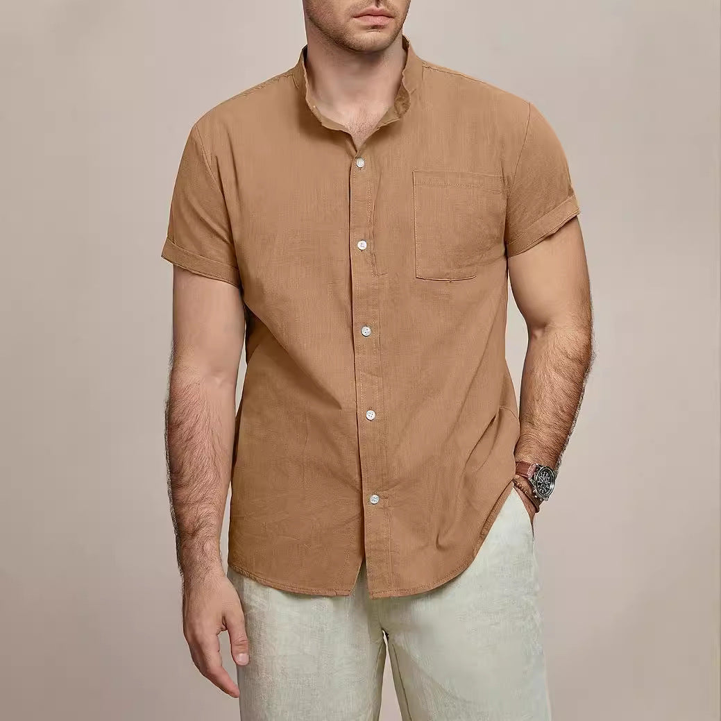 Herren lässiges Kurzarmhemd mit strukturiertem Design Echoarchiv
