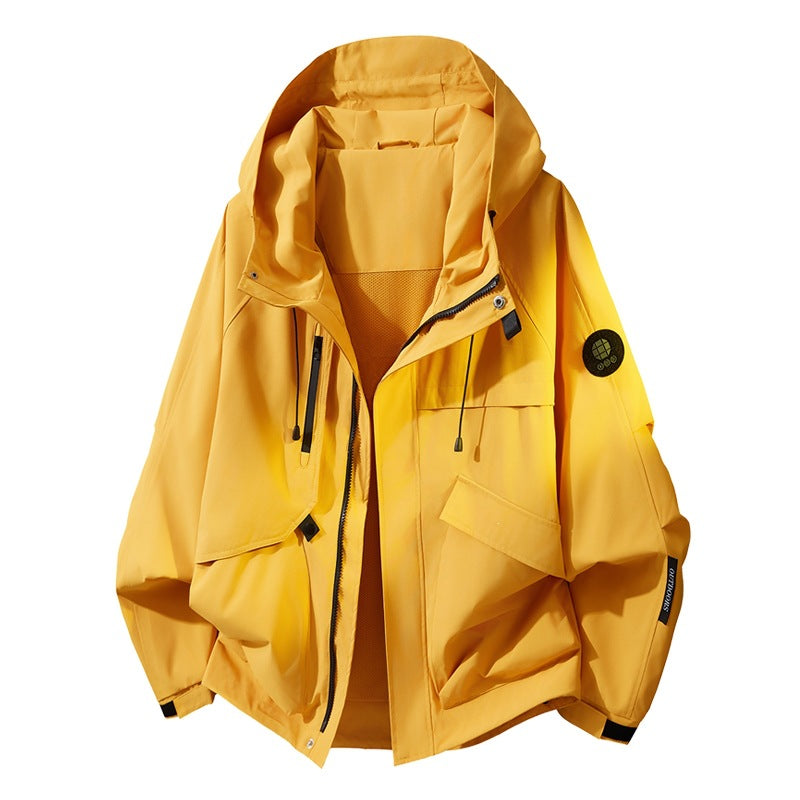 Herren Oversize Utility-Kapuzenjacke mit Multifunktions-Taschen, Zwei-Wege-Reißverschluss & verstellbarem Saum Echoarchiv