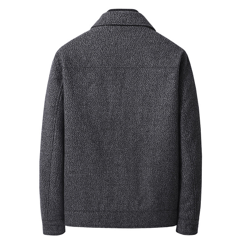 Herren Elegante strukturierte Übergangsjacke mit Hemdkragen und weich gefüttertem Innenfutter – Taviero