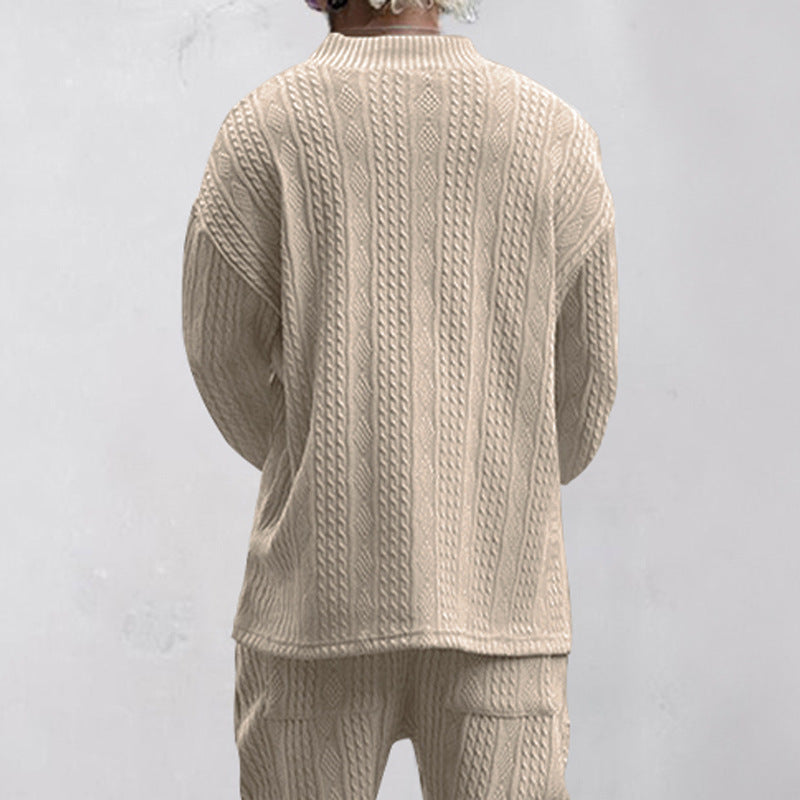 Herren Grobstrickpullover mit V-Ausschnitt und lässiger Passform Echoarchiv