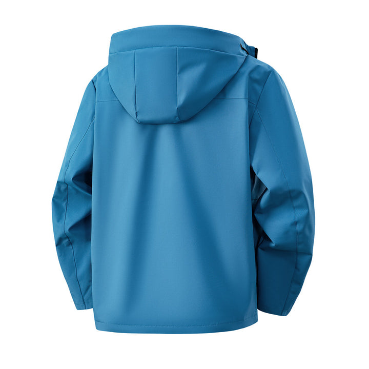 Herren Minimalistische Softshell-Kapuzenjacke mit mattierter Oberfläche, kontrastierenden Besätzen und verdecktem Zwei-Wege-Reißverschluss Echo Archiv