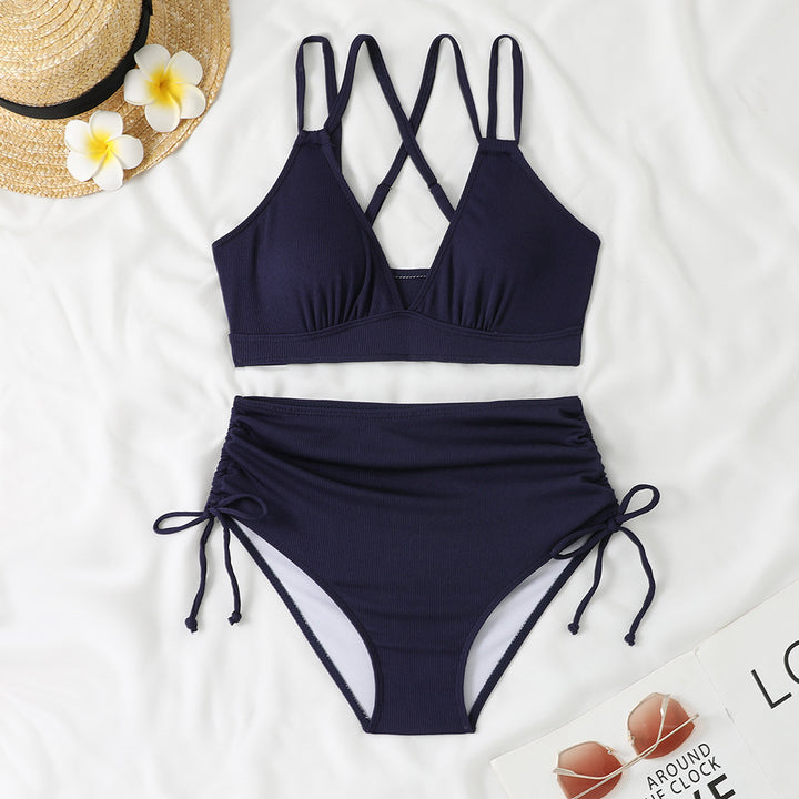 Damen Bikini-Set mit verstellbarem Kreuzträger und hoch geschnittenem Höschen Echo Archiv