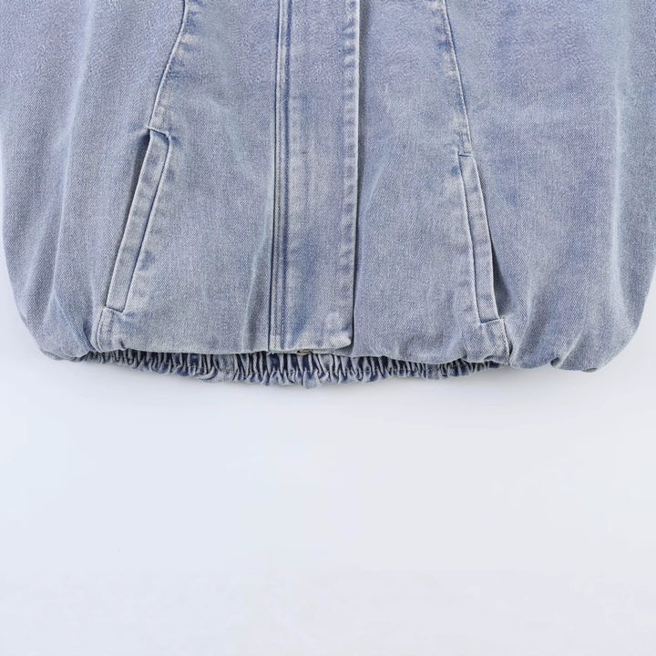 Damen Oversized Jeans-Bomberjacke mit Stehkragen und Tunnelzug Echo Archiv