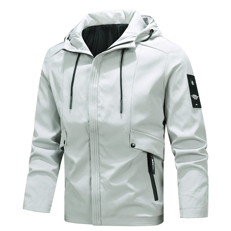 Herren Urbaner minimalistischer Softshell-Kapuzenblouson mit verdeckter Reißverschlussfront Echo Archiv
