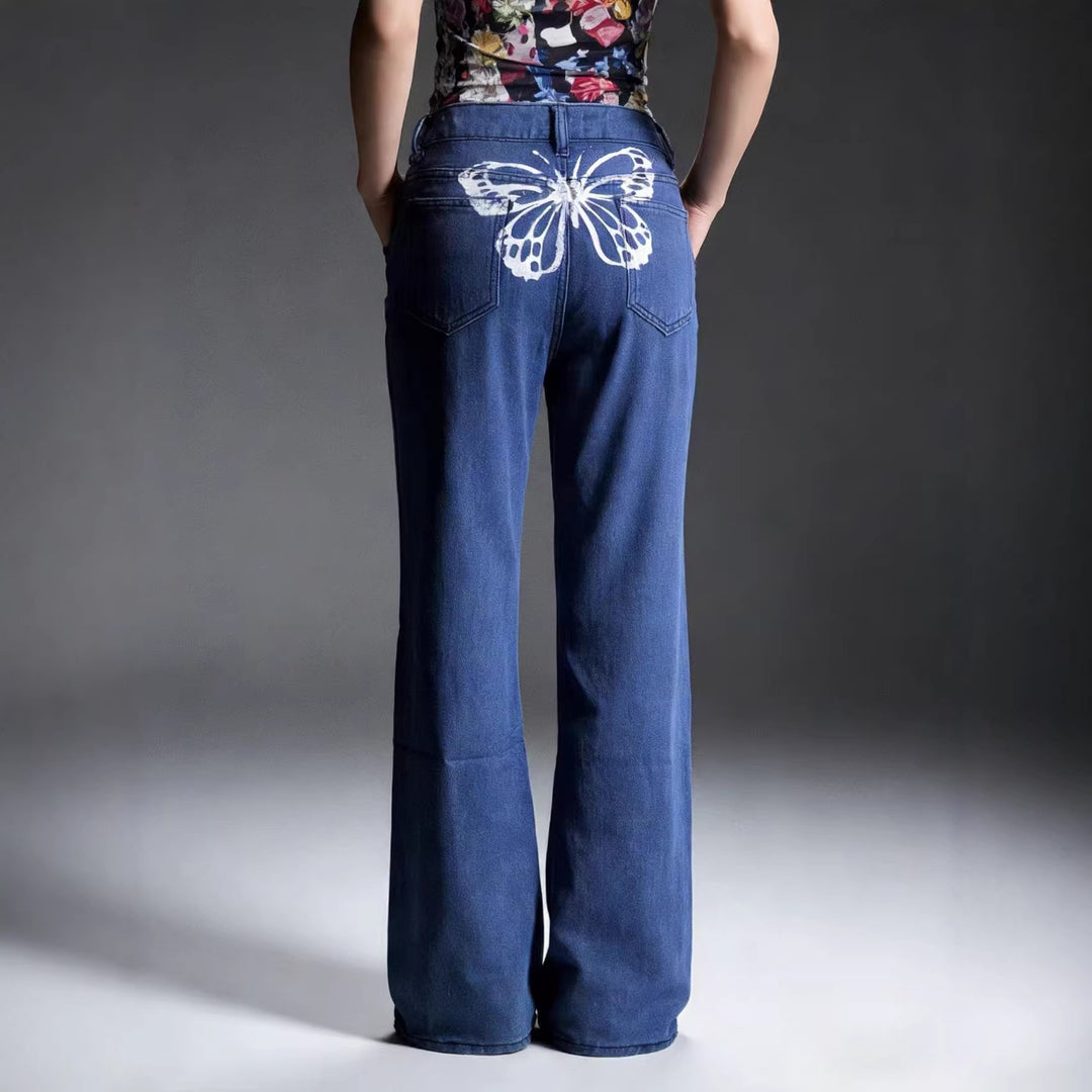 Damen nan hochgeschnittene weich fallende Schlagjeans aus Stretch-Denim mit figurformender Passform Echo Archiv