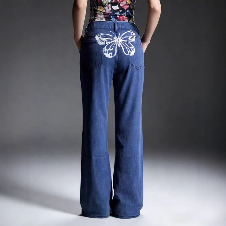 Damen nan hochgeschnittene weich fallende Schlagjeans aus Stretch-Denim mit figurformender Passform Echo Archiv