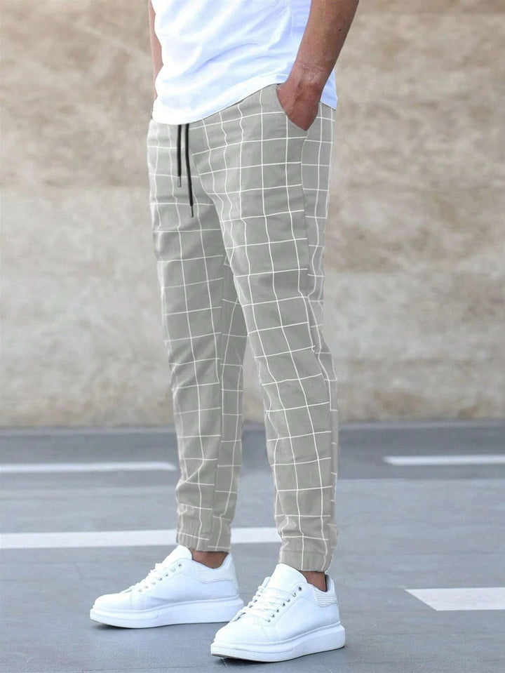 Herren karierte Jogginghosen mit Kordelzug, Slim Fit und elastischen Bündchen Echoarchiv
