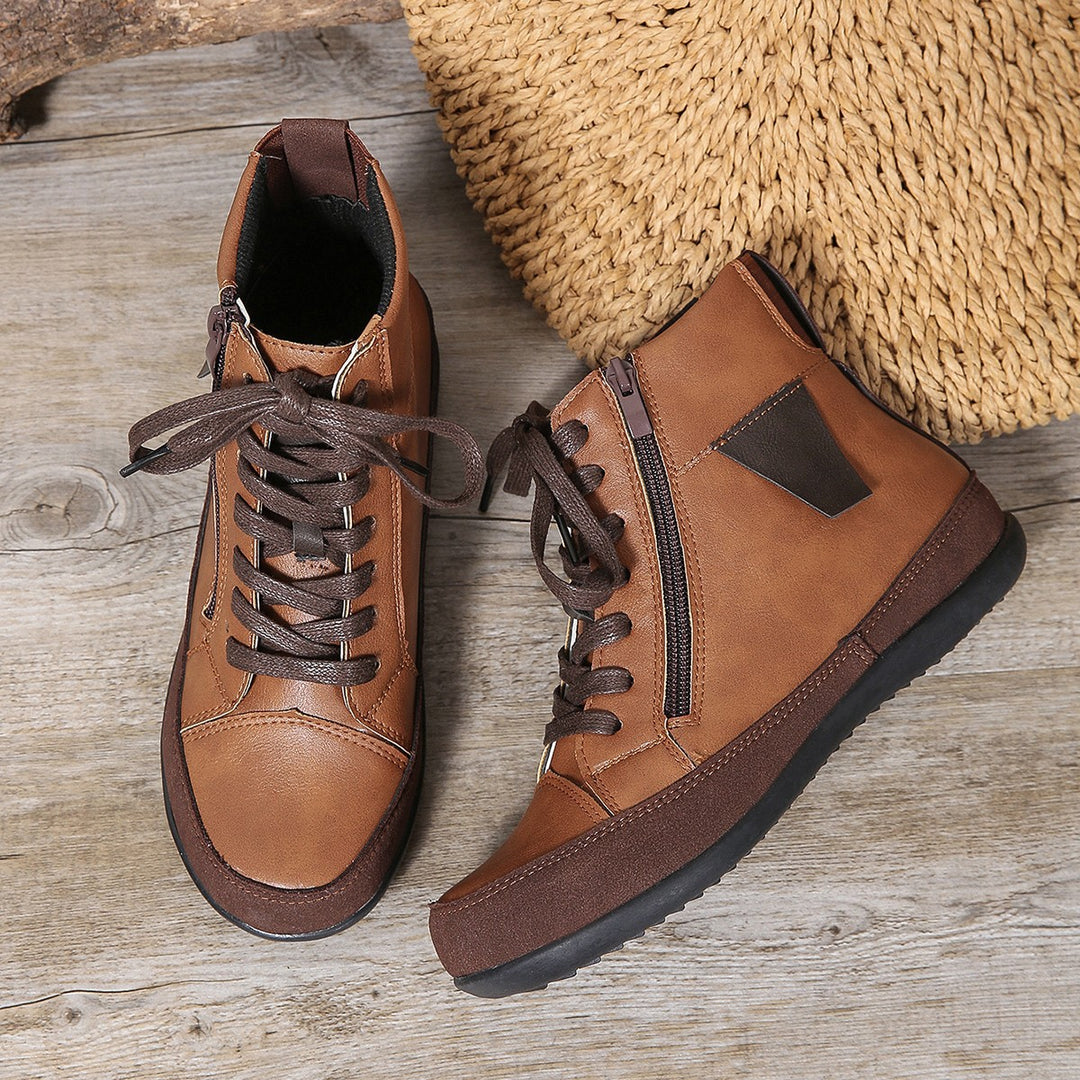 Damen  hochgeschnittene Freizeit-Sneaker-Stiefelette mit seitlichem Reißverschluss gepolstertem Fußbett und rutschfester Gummisohle Echo Archiv