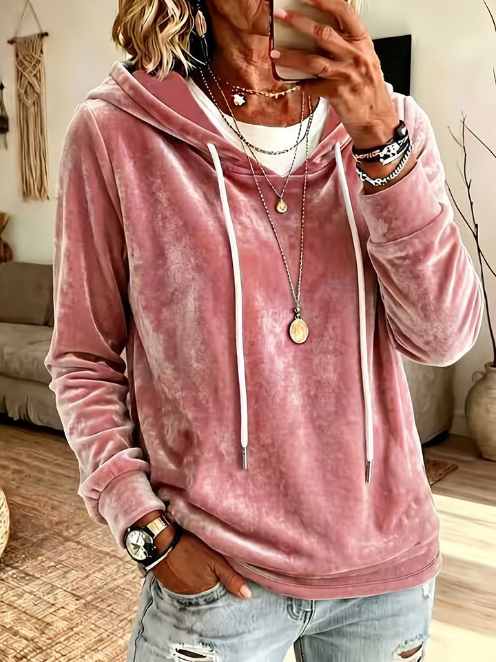 Damen Samt-Kapuzenpullover mit Relaxed-Fit und Kordelzug Echoarchiv