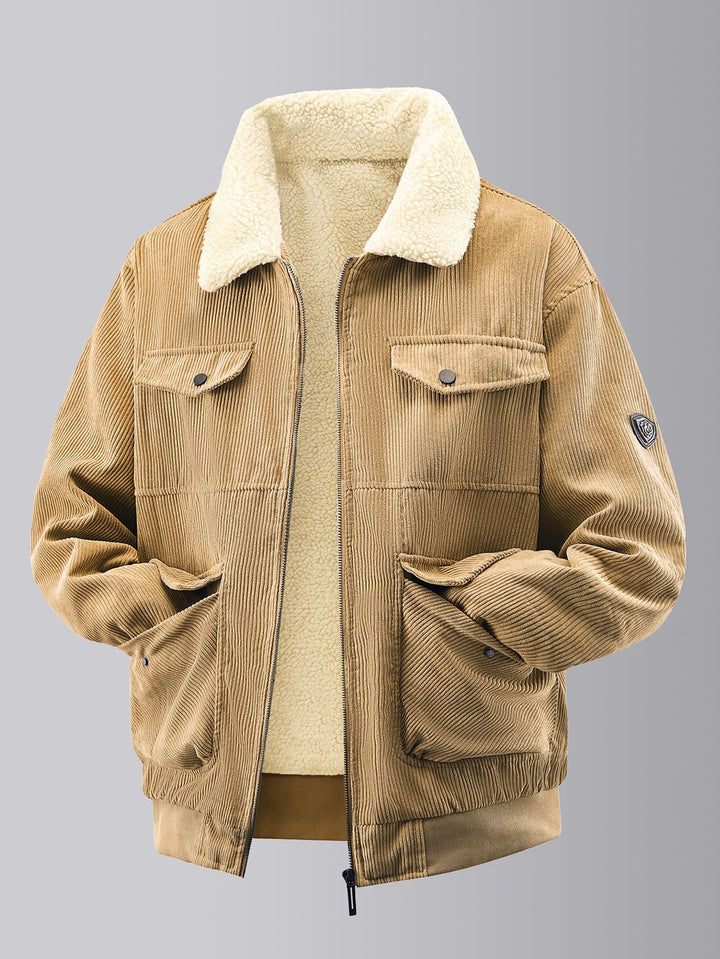 Herren kuschelige Teddy-Fleecejacke mit praktischen Brusttaschen und elastischen Bündchen Echoarchiv