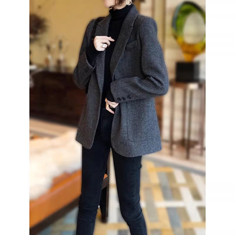 Damen Eleganter Tweed-Blazer Echoarchiv