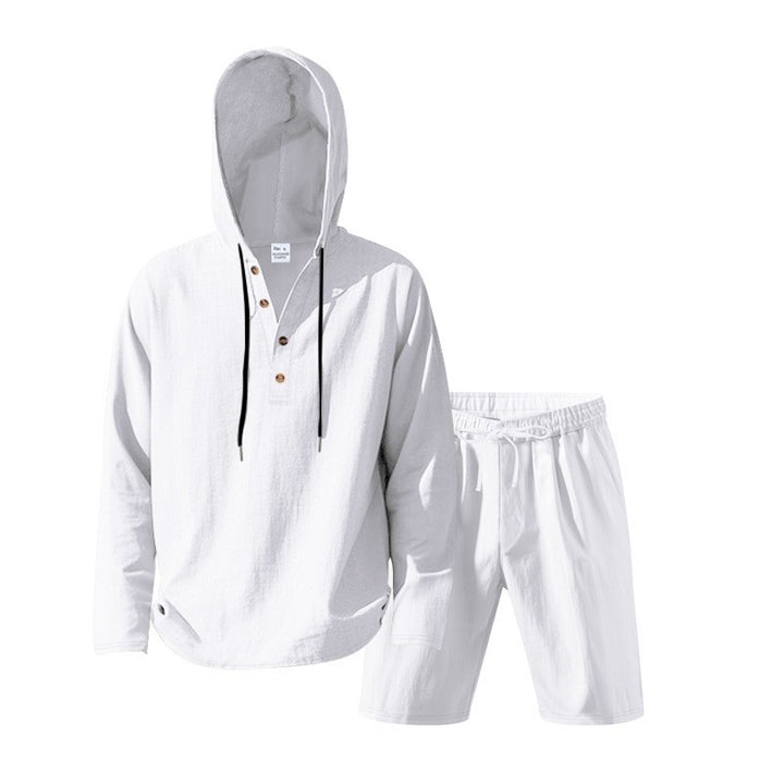 Herren lässiges Kapuzenshirt mit kurzer Hose im entspannten Stil Echoarchiv