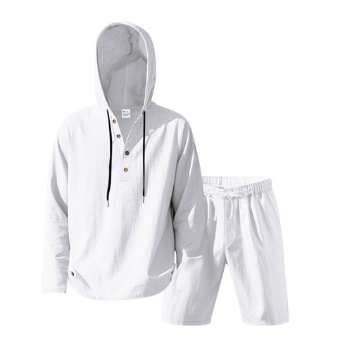 Herren lässiges Kapuzenshirt mit kurzer Hose im entspannten Stil Echoarchiv