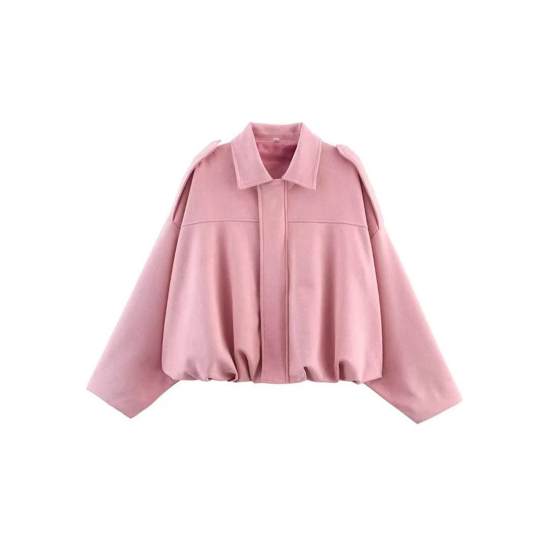 Damen Cropped Boxy‑Übergangsjacke im Wildlederlook mit Epauletten Echoarchiv