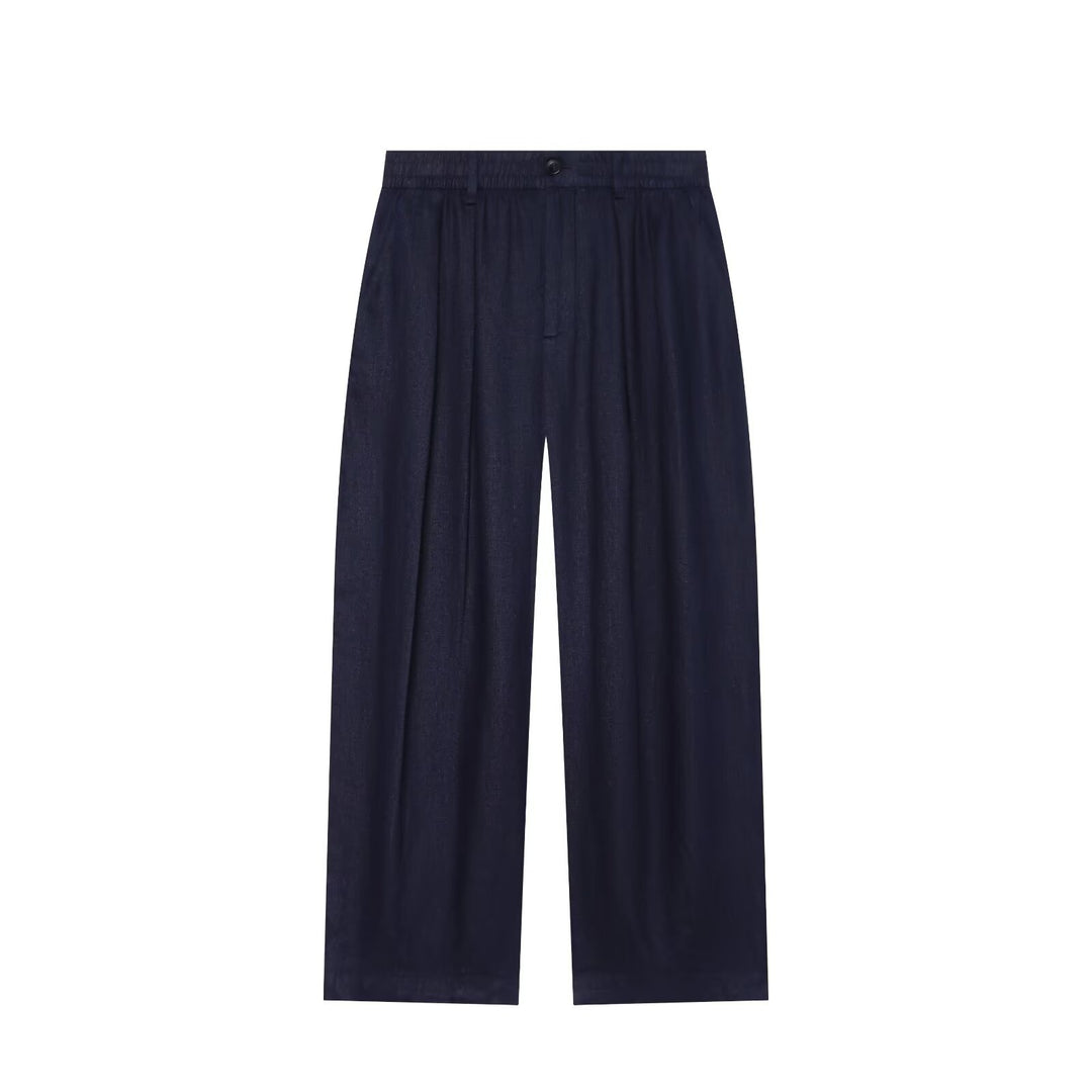 Damen Zweiteiliges Satin-Set mit weichem Oversized-Hemd und hochgeschnittener Palazzo-Hose Echoarchiv