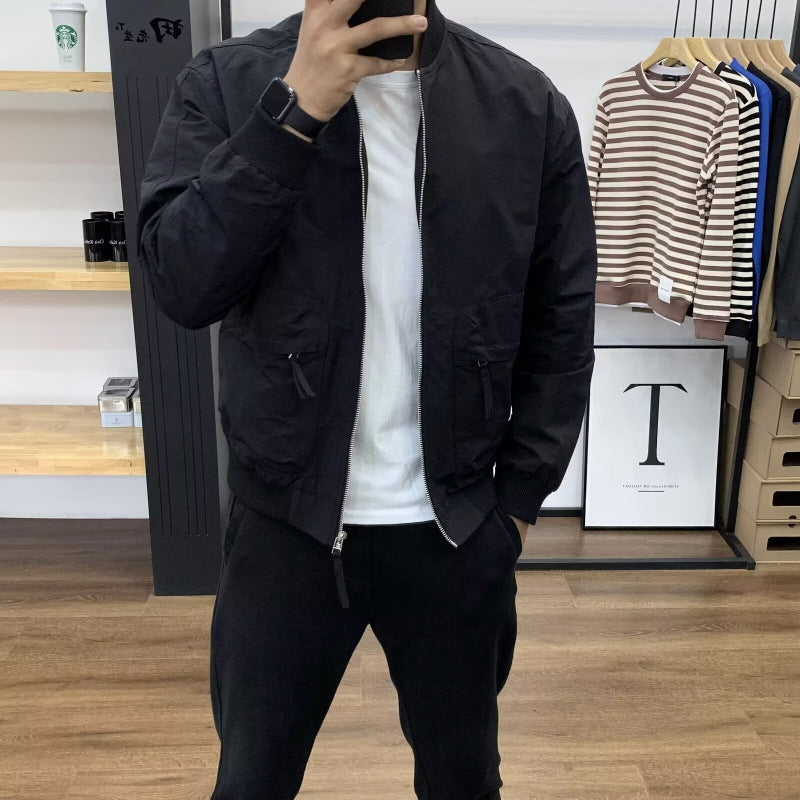 Herren Leichte Utility-Bomberjacke mit Reißverschluss, Multifunktions-Taschen und Rippbündchen Echoarchiv