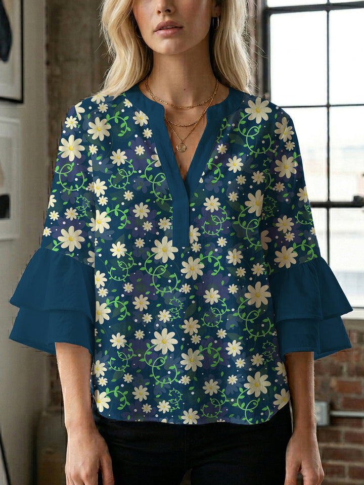 Damen Bluse mit voluminösen Ärmeln und floralem Design Echo Archiv