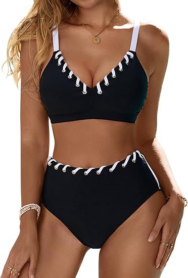 Damen Hochgeschnittener Bikini mit Schnürdetails Echo Archiv
