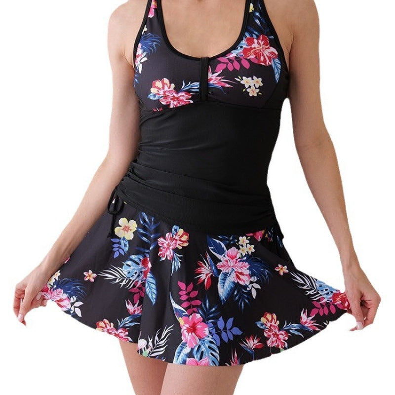 Damen Tankini-Set mit floralem Rock und figurformendem Oberteil Echo Archiv