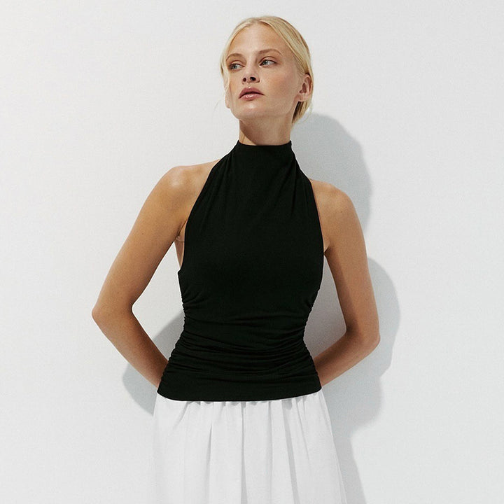 Damen Enganliegendes Highneck-Top mit Raffung Echo Archiv