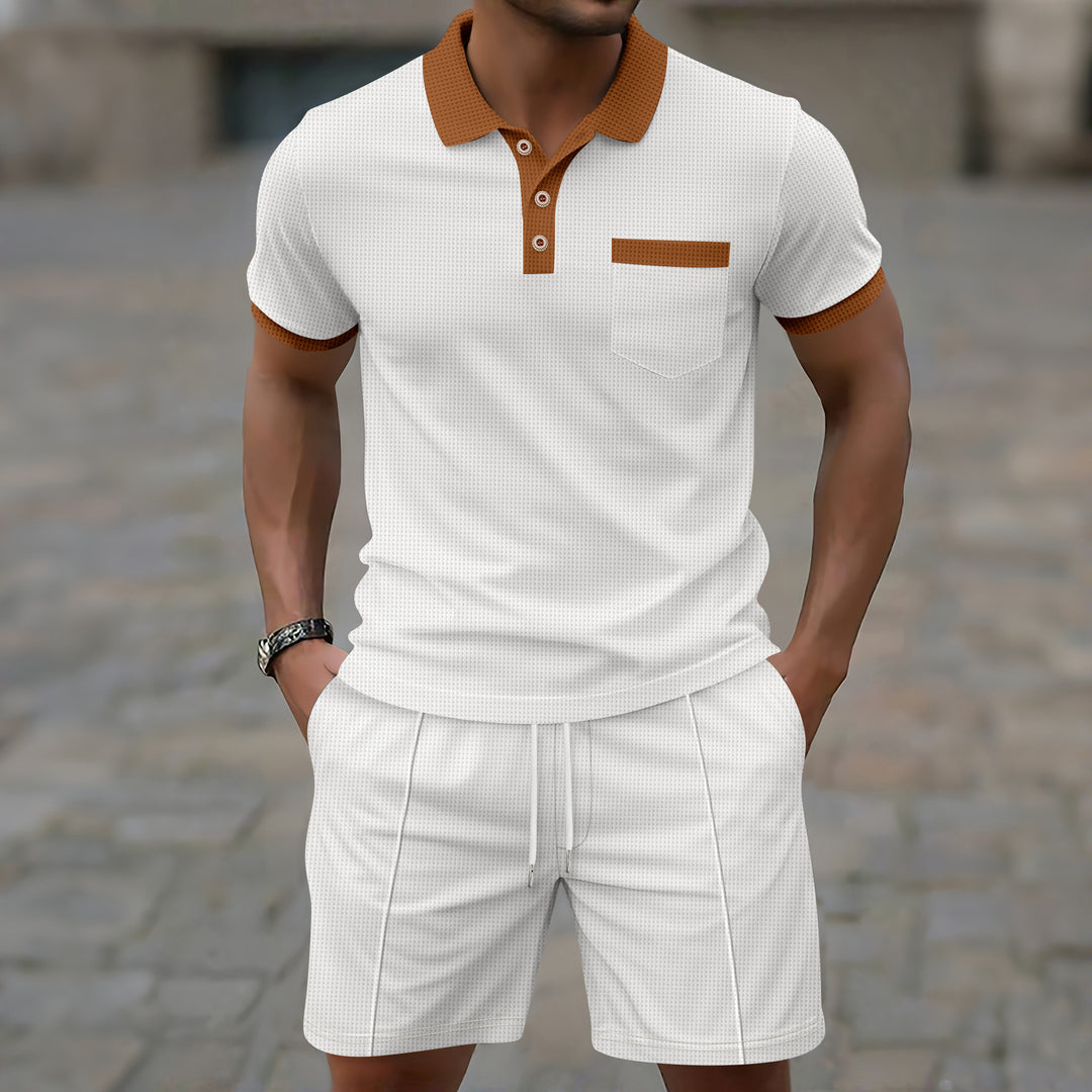Herren Kurzarm-Polo mit modernem Stehkragen und praktischer Brusttasche Echoarchiv