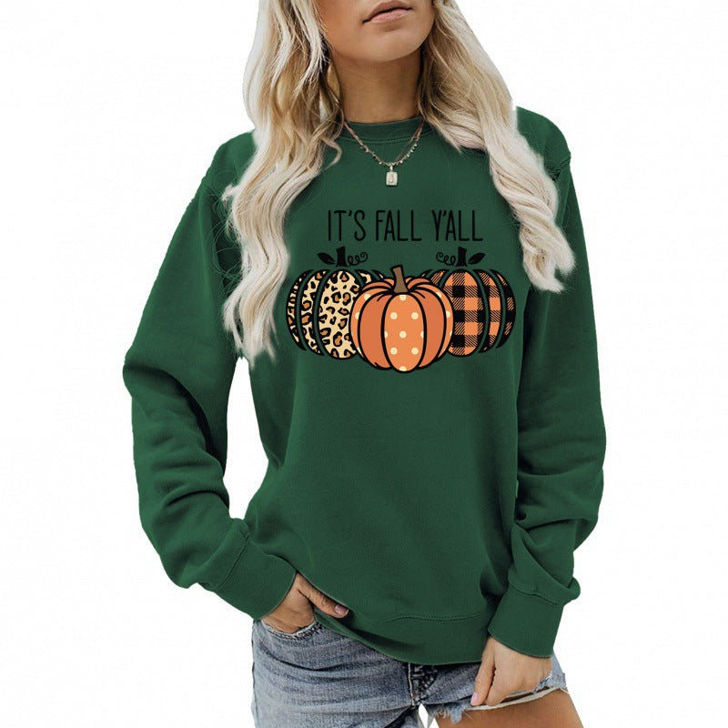 Damen nan lässiges Herbst Sweatshirt mit Kürbismotiv und Rundhalsausschnitt Echo Archiv