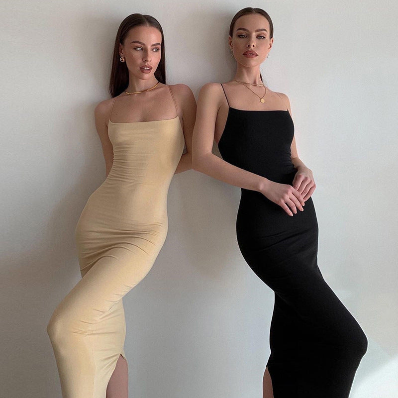 Damen Figurumspielendes Maxikleid mit Spaghettiträgern und elegantem Schnitt Echo Archiv