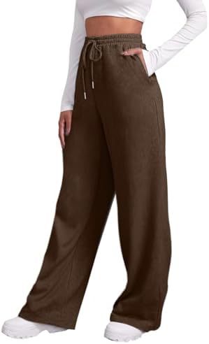 Damen weite High‑Waist Palazzo-Loungehose mit elastischem Komfortbund, Kordelzug und seitlichen Eingrifftaschen – Avélisse