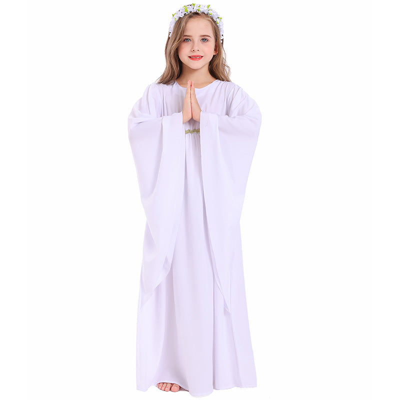 Mädchen märchenhaftes Kleid mit weitem Ärmeln und floralem Gürtel Echo Archiv