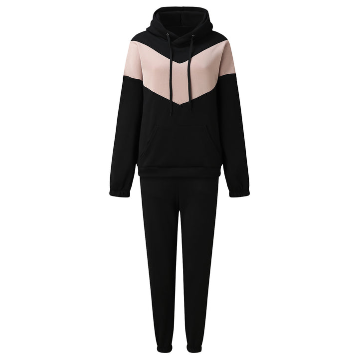 Damen zweiteiliges Loungewear-Set mit Chevron-Kapuzenpullover und taillierter Tapered-Jogginghose – Avérine
