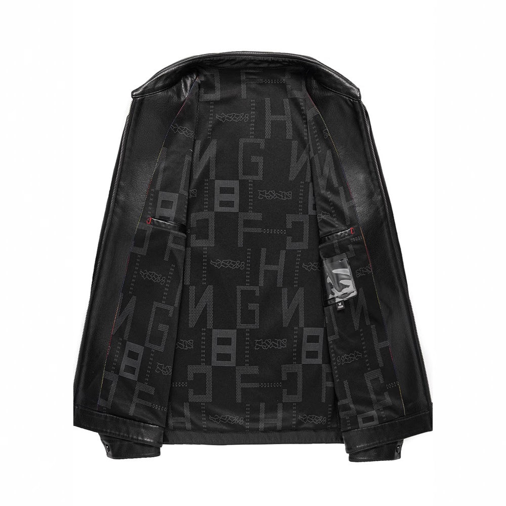 Herren modische und elegante Kunstlederjacke mit praktischen Reißverschlusstaschen Echoarchiv