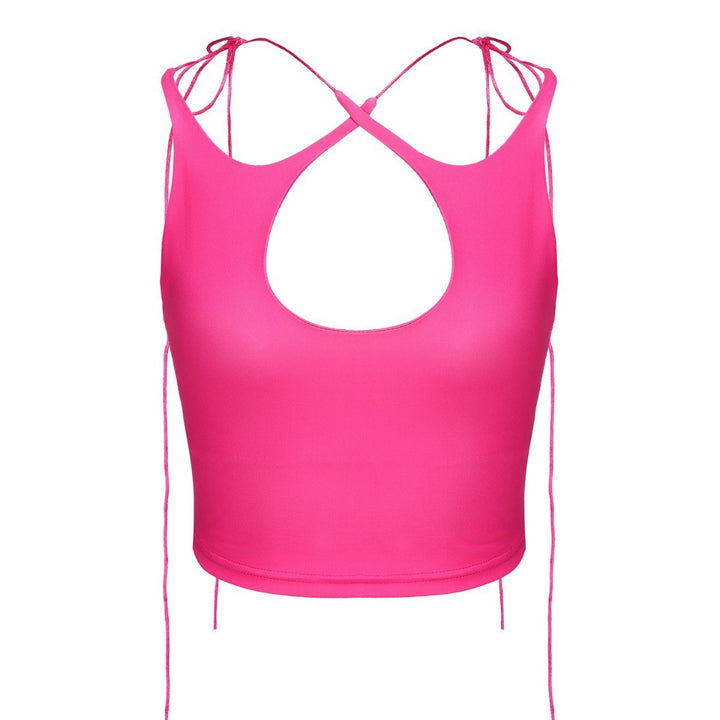 Damen Crop-Top mit einseitigem Cut-Out und trendigen Bändern Echo Archiv