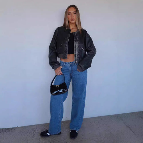 Damen lässige weite Jeans mit hohem Bund und modischem Schnitt Echo Archiv