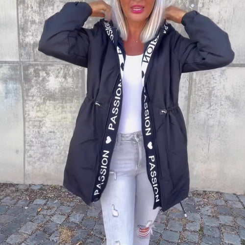Damen nan Kapuzenparka mit Tunnelzugtaillierung und Logoband-Reißverschluss Echo Archiv