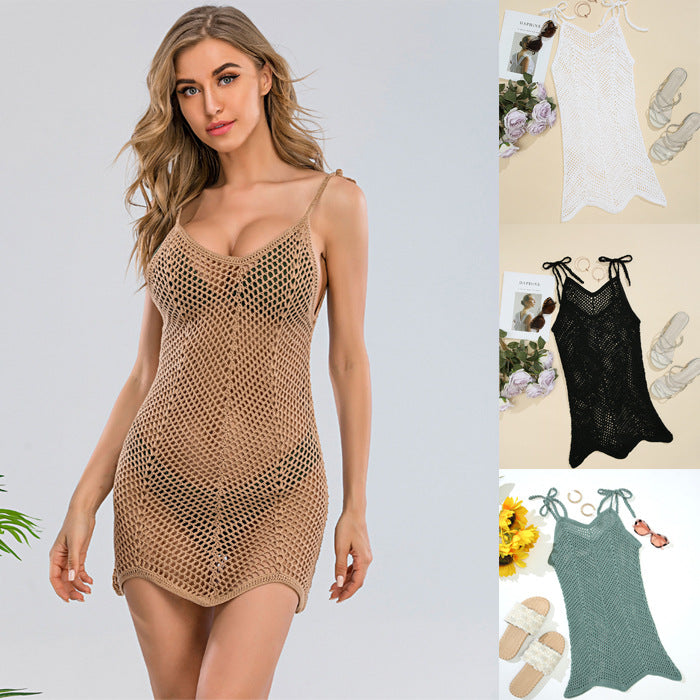 Damen Häkel-Strandkleid mit verstellbaren Trägern und dekorativem Netzdesign Echo Archiv